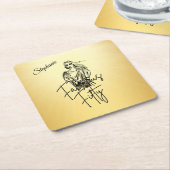 Fabulous Fifty Woman Gold Sketch 50th Birthday スクエアペーパーコースター (アングル)