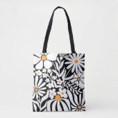Fabulous Floral Black and White Abstract トートバッグ (正面)