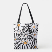 Fabulous Floral Black and White Abstract トートバッグ (裏面)