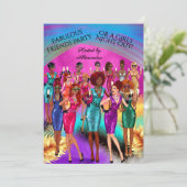 Fabulous Friends Party Girls Night Out Colorful 招待状 (スタンド正面)