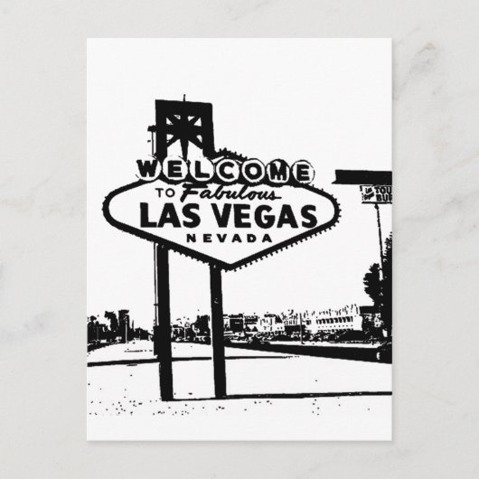 Fabulous Las Vegas B&W Vector Graphicへようこそ ポストカード (正面)