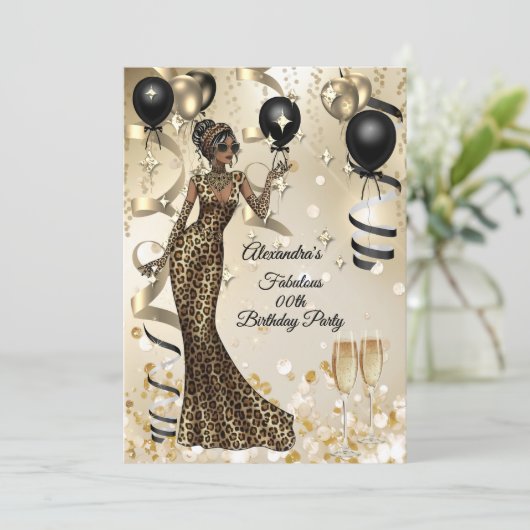 Fabulous Leopard Birthday Celebration Champagne 招待状 (スタンド正面)