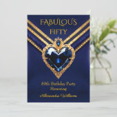 Fabulous Navy Gold Diamonds Elegant Birthday Party 招待状 (スタンド正面)