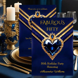 Fabulous Navy Gold Diamonds Elegant Birthday Party 招待状