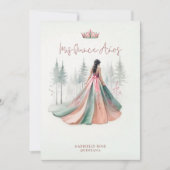 Fabulous Pink Chic Romantic Spanish Quinceañera 招待状 (正面)