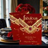 Fabulous Red Gold Diamonds Elegant Birthday Party 招待状