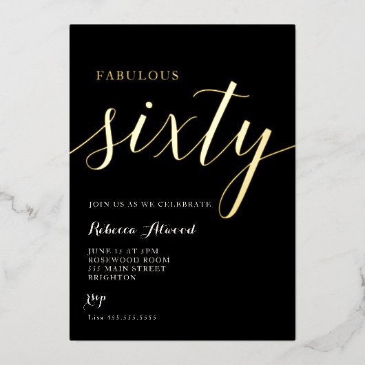 Fabulous Sixty BIrthday Foil Invitation 箔招待状 (正面)