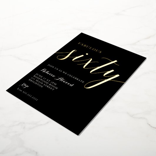 Fabulous Sixty BIrthday Foil Invitation 箔招待状 (回転した状態)