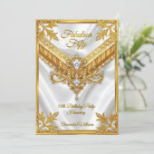Fabulous White Silk Gold Diamonds Birthday Party 招待状 (スタンド正面)