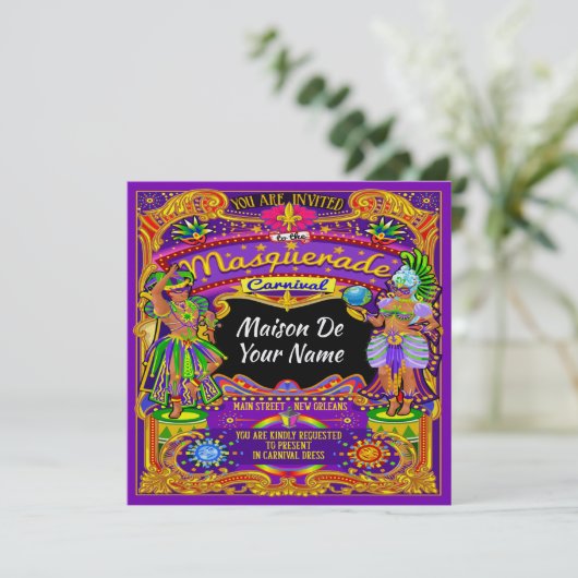 FABULUSマスカレードマルディグラカーニバル招待状 招待状 (スタンド正面)