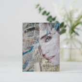 Face Abstract Mixed Media Collage ポストカード (スタンド正面)