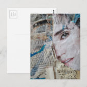 Face Abstract Mixed Media Collage ポストカード (正面/裏面)