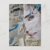 Face Abstract Mixed Media Collage ポストカード (正面)