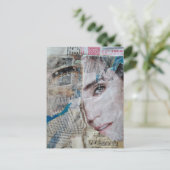 Face Abstract Mixed Media Collage ポストカード (スタンド正面)