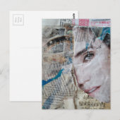 Face Abstract Mixed Media Collage ポストカード (正面/裏面)