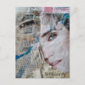Face Abstract Mixed Media Collage ポストカード (正面)