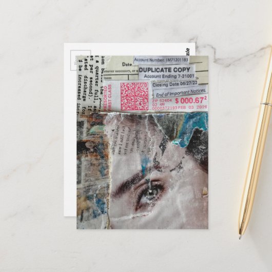 Face Account Abstract Mixed Media Collage ポストカード (正面/裏面インサイチュ)