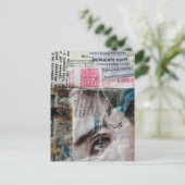 Face and Bills Abstract Mixed Media Collage ポストカード (スタンド正面)