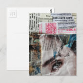 Face and Bills Abstract Mixed Media Collage ポストカード (正面/裏面)