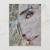 Face and Words Abstract Mixed Media Collage ポストカード (正面)