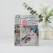 Face and Words Duplicate Copy Mixed Media Collage ポストカード (スタンド正面)