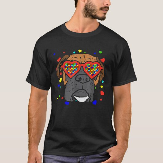 Face Boxers Autism Glasses Valentine Dog Tシャツ (正面)