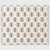 Face Gold Wreath Christmas Wrapping Paper ラッピングペーパー (フラット)