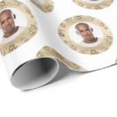 Face Gold Wreath Christmas Wrapping Paper ラッピングペーパー (ロールコーナー)