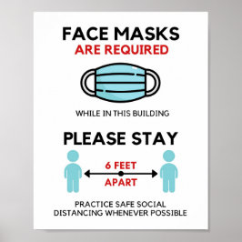 Face Mask Required Poste, Social Distancing Poster ポスター