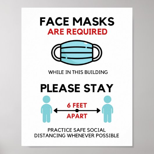 Face Mask Required Poste, Social Distancing Poster ポスター (正面)