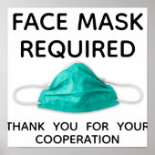 Face Mask Required Thank You ポスター (正面)