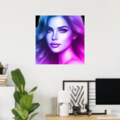 Face of a Cute Young Woman on a 24x24 Bedroom Wall ポスター (ホームオフィス)