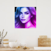 Face of a Cute Young Woman on a 24x24 Bedroom Wall ポスター (キッチン)