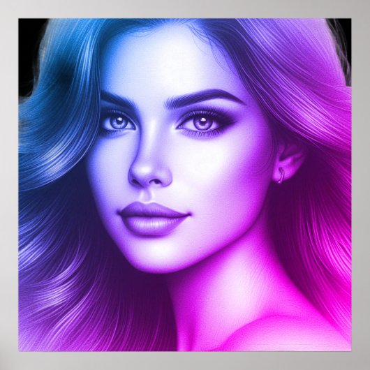 Face of a Cute Young Woman on a 24x24 Bedroom Wall ポスター (正面)