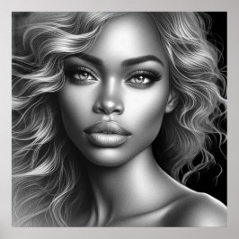 Face of a Cute Young Woman on a 24'x24' Wall ポスター