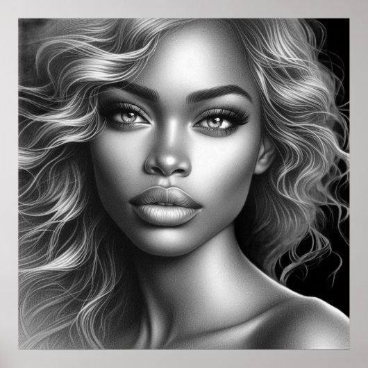 Face of a Cute Young Woman on a 24'x24' Wall ポスター (正面)