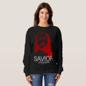Face of Jesus Savior of the World  Christian Bible スウェットシャツ (正面フル)