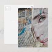 Face Random Words Abstract Mixed Media Collage ポストカード (正面/裏面)