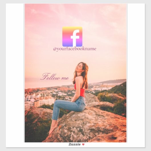 Facebookのユーザー名をフォローして写真をチェック シール (シート)