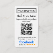 Facebookのレビュー依頼カード(ロゴとQRコード付き) 名刺 (正面)
