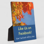 Facebookの住所はこちらサイン いいね!秋の葉 フォトプラーク (側面)
