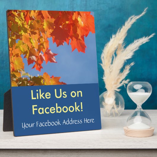 Facebookの住所はこちらサイン いいね!秋の葉 フォトプラーク (側面)