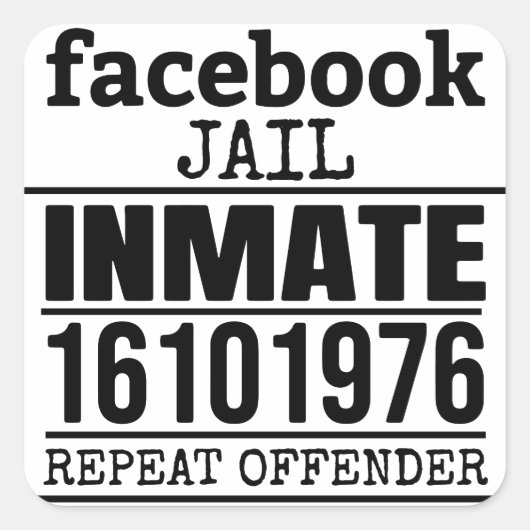 Facebookの刑務所受刑者再犯者 スクエアシール (正面)