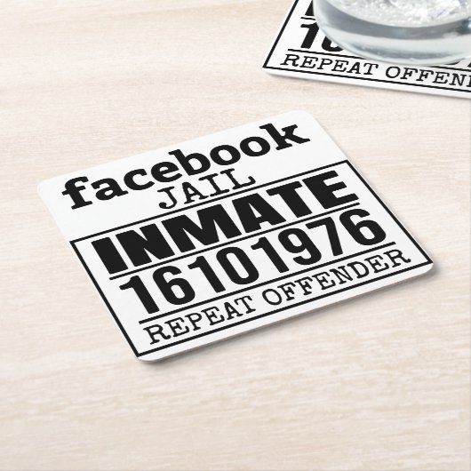 Facebookの刑務所受刑者再犯者 スクエアペーパーコースター (アングル)