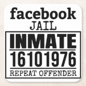 Facebookの刑務所受刑者再犯者 スクエアペーパーコースター (正面)