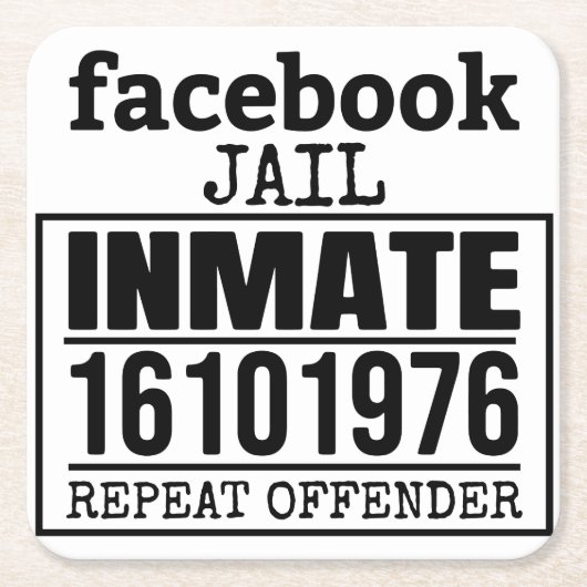 Facebookの刑務所受刑者再犯者 スクエアペーパーコースター (正面)