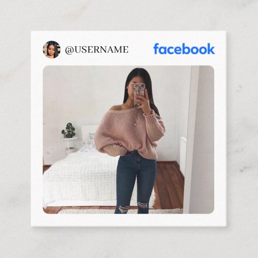 Facebookソーシャルメディア写真名刺 スクエア名刺 (正面)