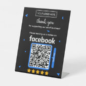 Facebookレビュー依頼カード(ロゴとQRコード付き) 台座サイン (正面)
