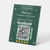 Facebookレビュー依頼カード(ロゴとQRコード付き) 台座サイン (正面)