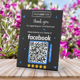 Facebookレビュー依頼カード(ロゴとQRコード付き) 台座サイン